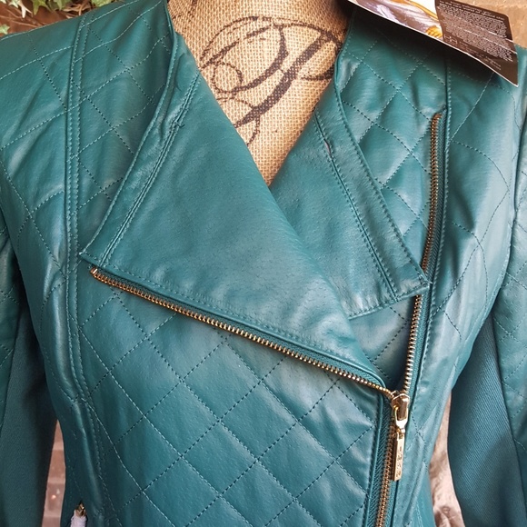 IMANgenuine leather teal green jacket Size S - Picture 2 of 14